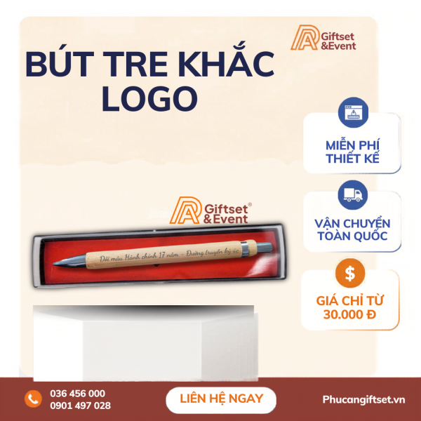 Bút tre khắc logo